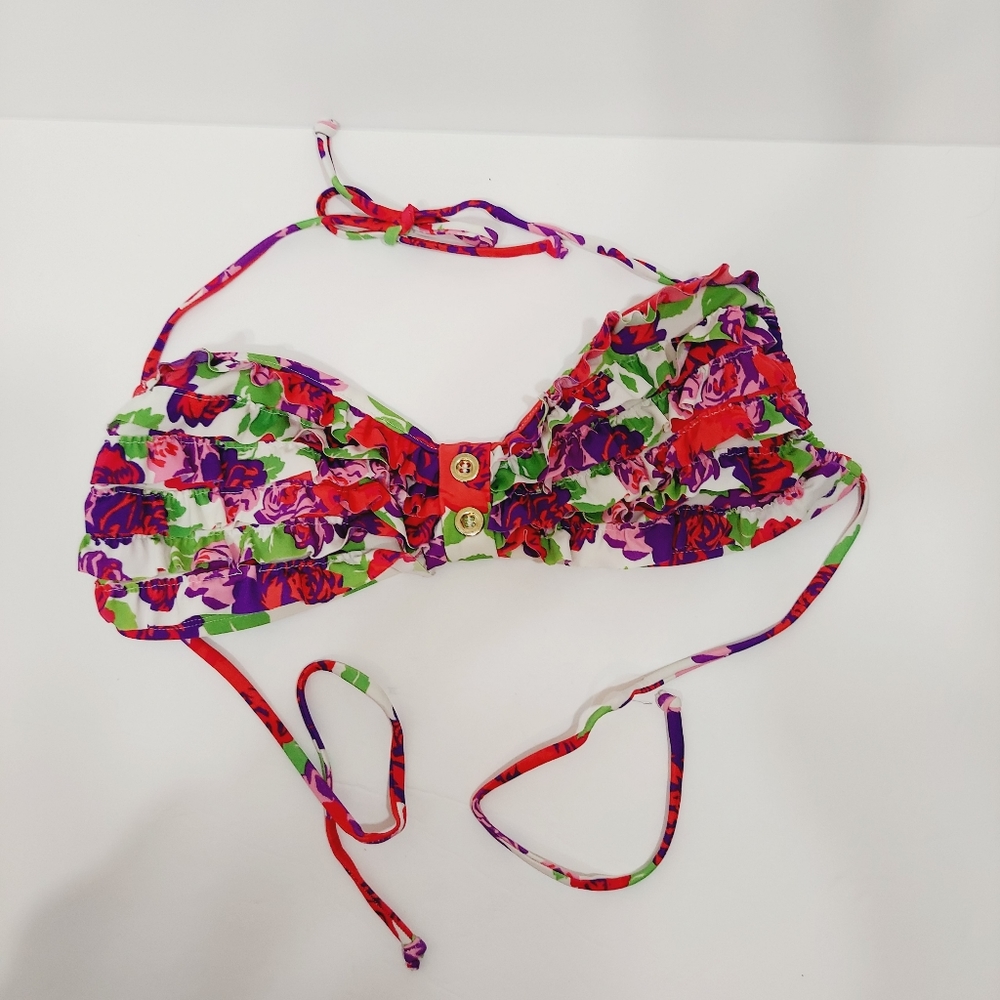 Junior Ruffled Floral Tie Bakini 2-pc Bathing Suit, Xhilaration Large - Picture 3 of 12